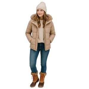 Bamboo Faux Fur Lace-Up Duck Boots – Brown, Size 10